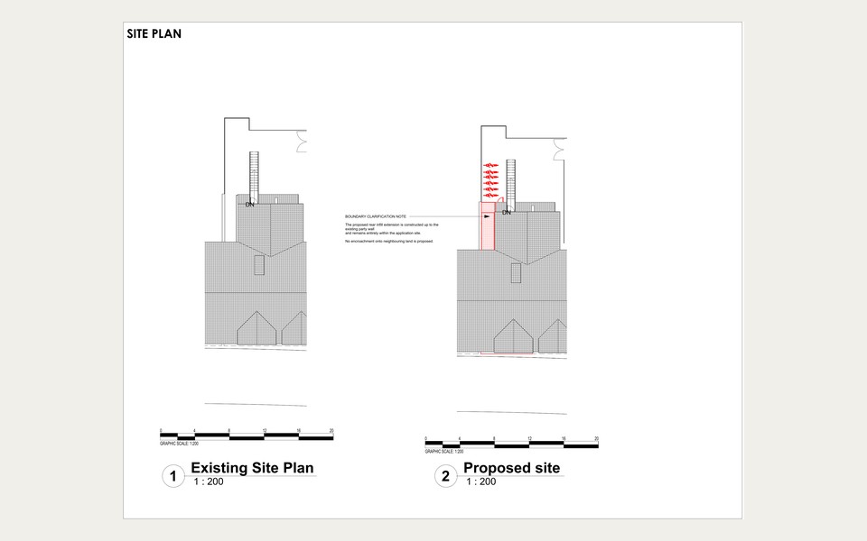 Existing and proposed site plans for 775 Harrow Road, Wembley, showing the approved rear infill extension within the site boundary